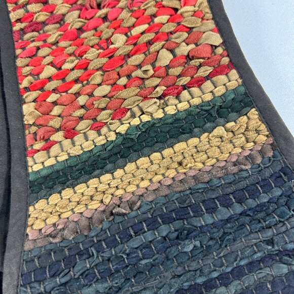 Vintage A.J. Leather Vest Womens Size Medium Woven Leather Rayon Lined Boho FLAW - Picture 7 of 12